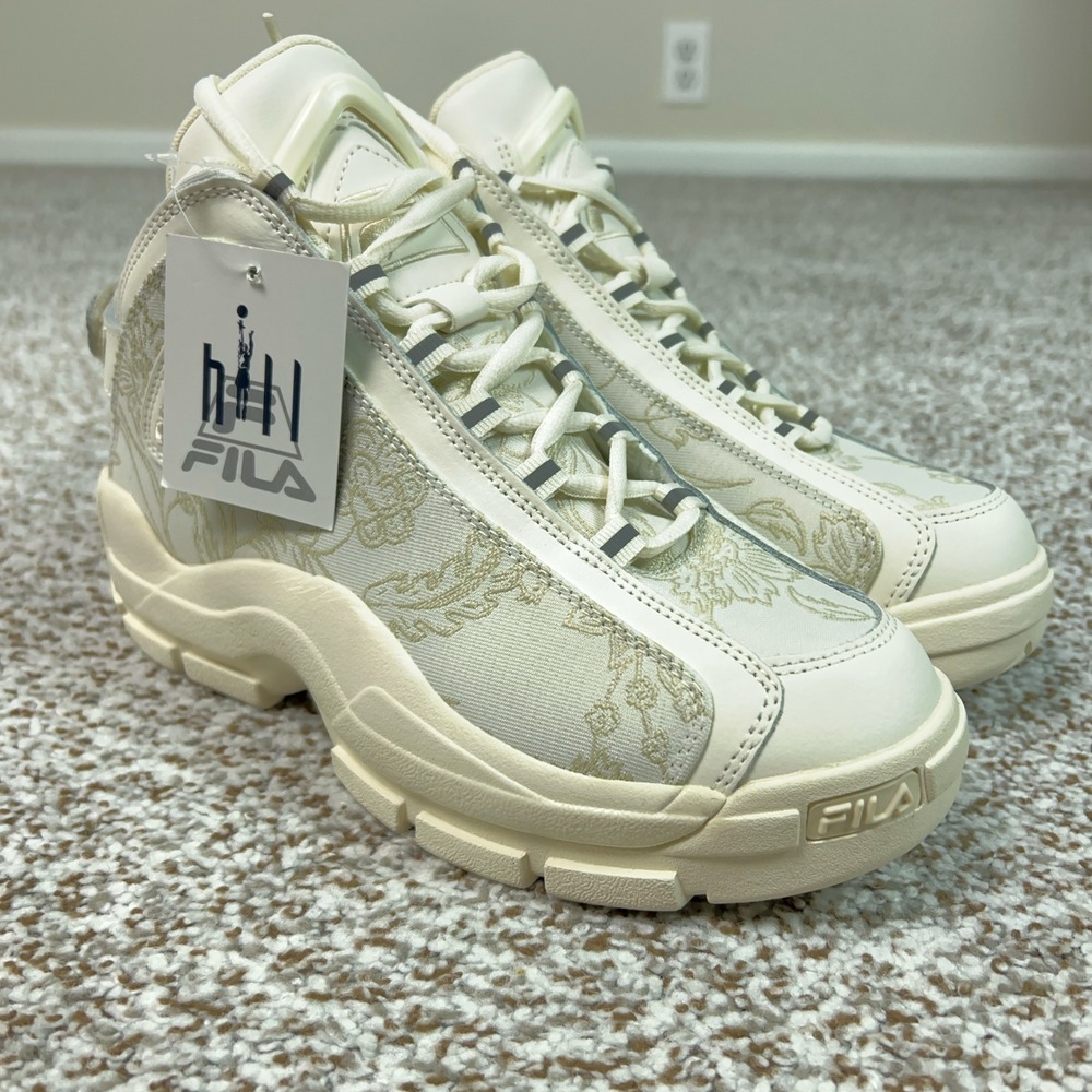 Fila Sneakers Womens 7 Grant Hill 2 Cream Floral Lifestyle High Top Shoes Sport